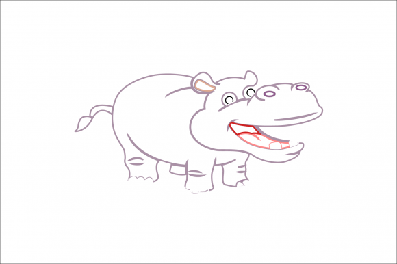 Animal Hippopotamus Cartoon Color Line: A Playful Design Asset
