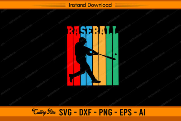 Baseball Vintage Color SVG & PNG Files for Instant Crafting