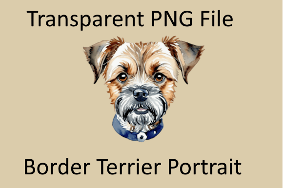 Charming Watercolour Border Terrier Head PNG for Crafts