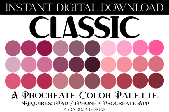 Classic Procreate Color Palette: 30 Swatches for Timeless Art