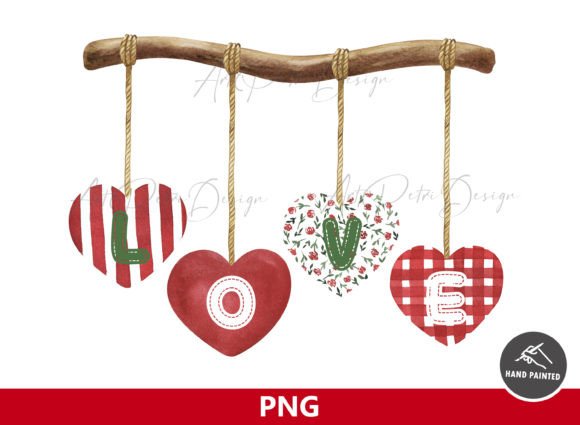 Color Hearts on the Branch: A Watercolor Design Asset