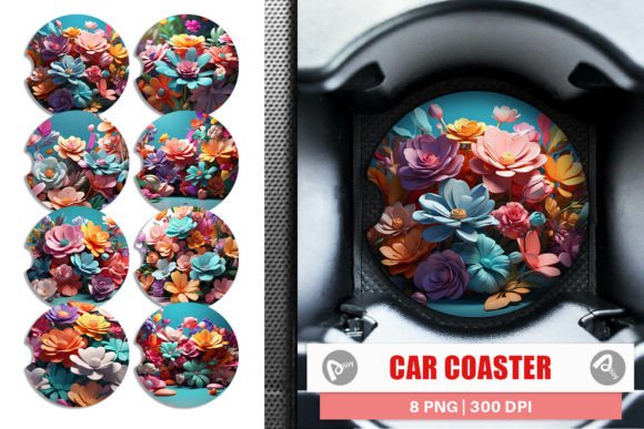 Elevate Your Auto Styling with Car Coaster 3D Flowers Pastel Color