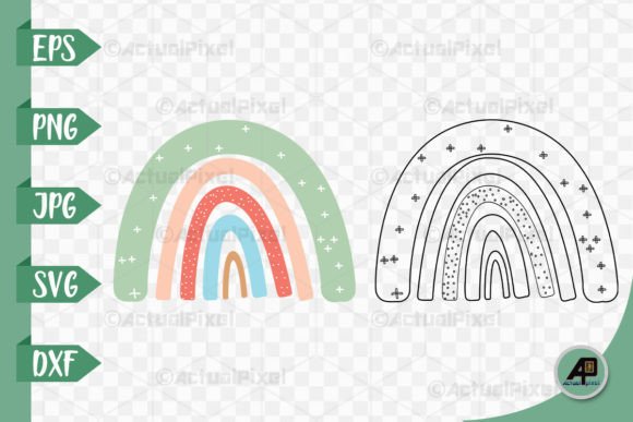Explore Rainbow Outline with Color Clipart