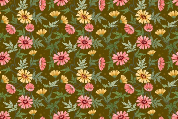 Flowers on Brown Color Background: A Seamless Pattern for Modern Design