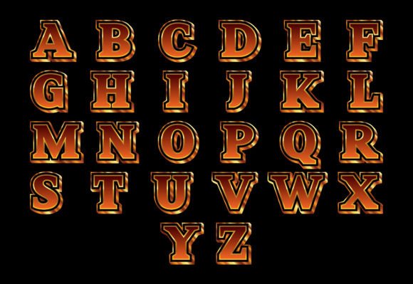 Gold and Black Color Alphabet a-Z: A Premium Design Asset