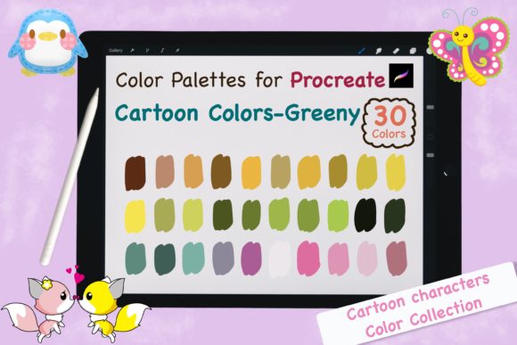Procreate Color Palettes-Cartoon Greeny: Instant Vibrant Harmony