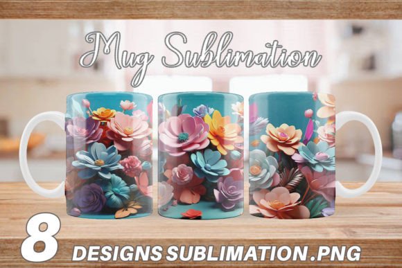 Transform Your Craft with Mug Wrap 3D Flowers Pastel Color