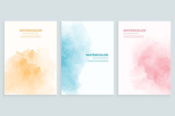 Watercolor Cover Design Set Pastel Color: Soft, Layered Assets