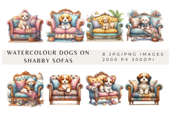 Watercolour Dogs on Shabby Sofas: A Designer's Delight
